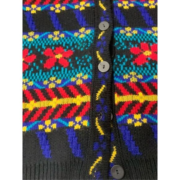 Vintage Multicolored Patterned Cardigan Sweater - Picture 3 of 9